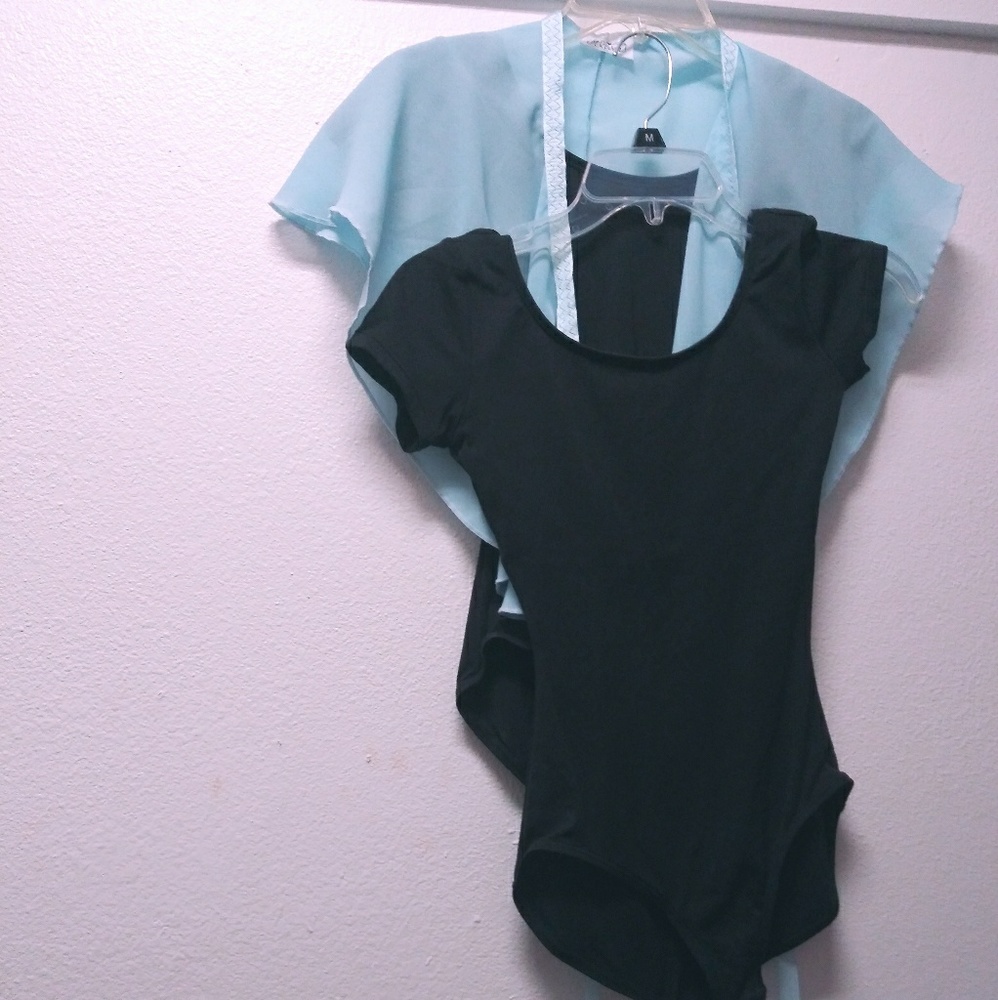 Pair of leotards with light blue wrap